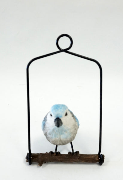 Bird Ornament on Metal Perch - Blue - Portico Indoor & Outdoor Living Inc.