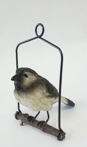 Bird Ornament on Metal Perch - Grey - Portico Indoor & Outdoor Living Inc.