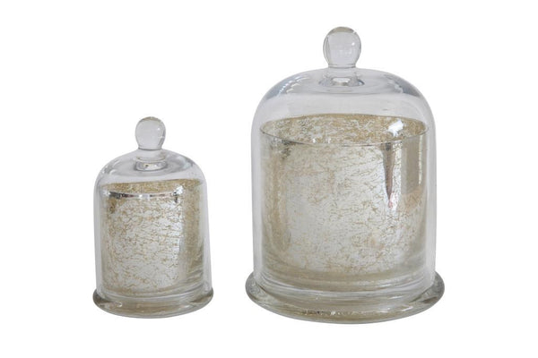 Candle Holder - Mercury Glass w Cloche (Med) - Portico Indoor & Outdoor Living Inc.