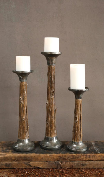 Candle Holder - Tree Trunk Pillar 4 1/4" x 13 1/4" - Portico Indoor & Outdoor Living Inc.