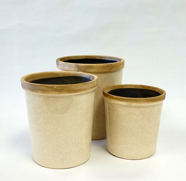 Baxter Ceramic Cachepots-Sm-Antique White - Portico Indoor & Outdoor Living Inc.