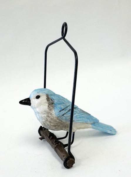 Bird Ornament on Metal Perch - Blue - Portico Indoor & Outdoor Living Inc.
