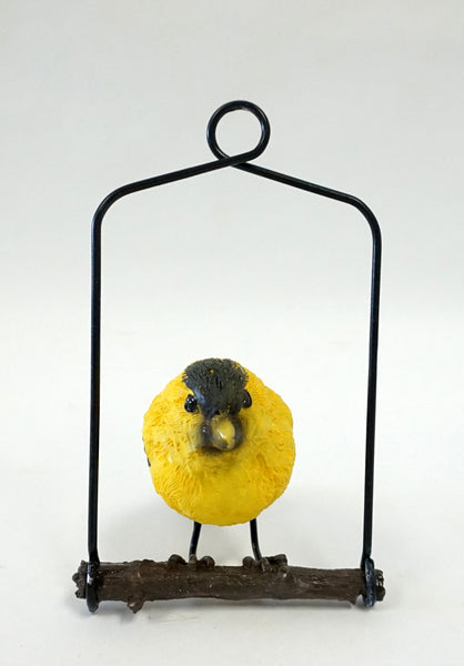 Bird Ornament on Metal Perch - Yellow - Portico Indoor & Outdoor Living Inc.