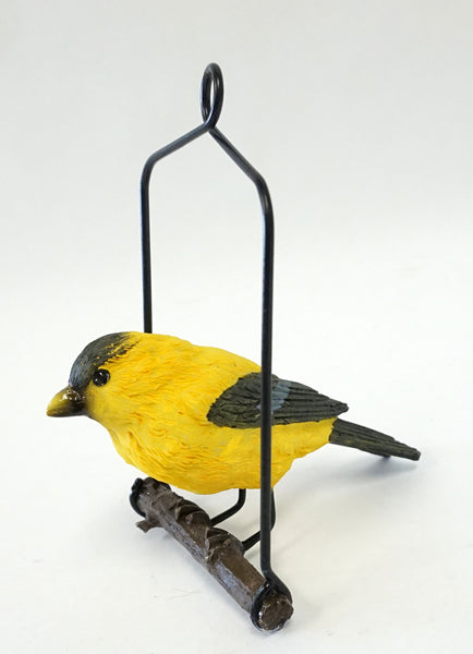 Bird Ornament on Metal Perch - Yellow - Portico Indoor & Outdoor Living Inc.