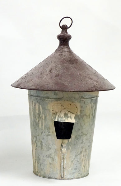 Birdhouse - XL Distressed Metal w/ Rust Roof and Awning - Portico Indoor & Outdoor Living Inc.