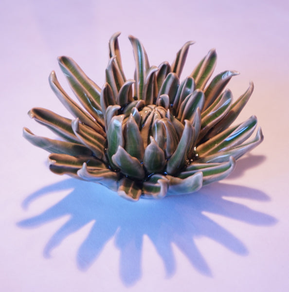 Ceramic Flower - Chrysanthemum Med Olive - Portico Indoor & Outdoor Living Inc.