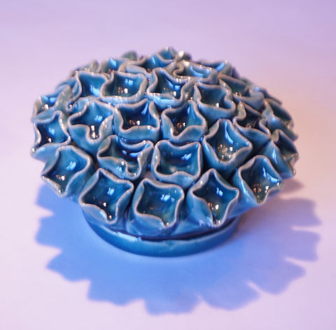 Ceramic Flower - Coral Square Bloom Lg Teal - Portico Indoor & Outdoor Living Inc.