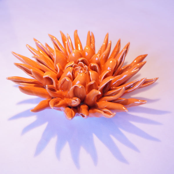 Ceramic Flower - Dahlia Lg Orange - Portico Indoor & Outdoor Living Inc.
