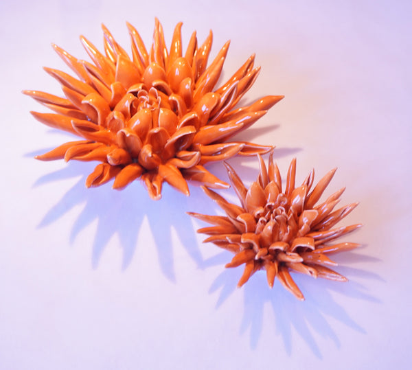 Ceramic Flower - Dahlia Lg Orange - Portico Indoor & Outdoor Living Inc.