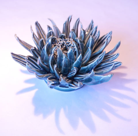 Ceramic Flower - Spider Bloom Lg Teal - Portico Indoor & Outdoor Living Inc.