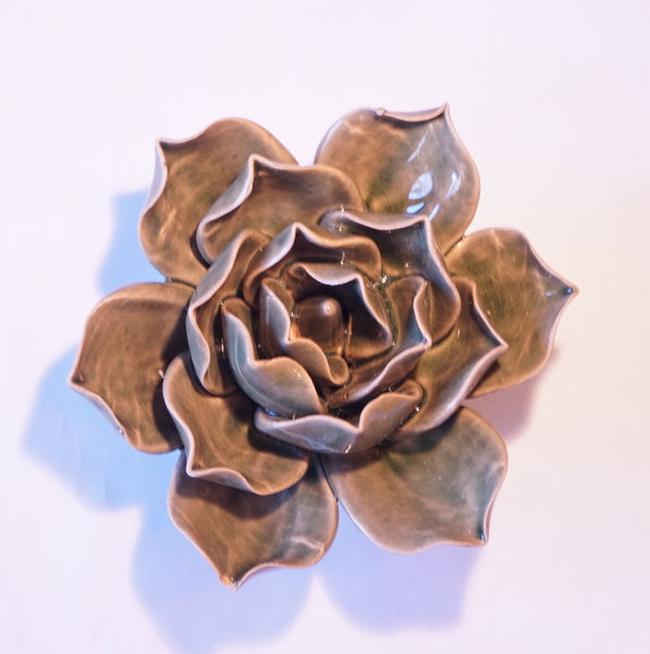 Ceramic Flower - Succulent Bloom Med Olive - Portico Indoor & Outdoor Living Inc.