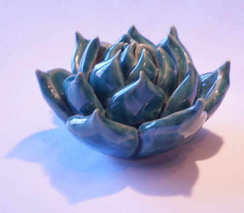 Ceramic Flower - Succulent Med Teal - Portico Indoor & Outdoor Living Inc.