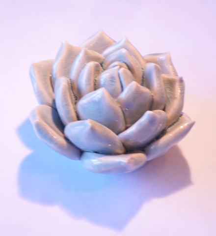 Ceramic Flower - Succulent Med Lt Blue - Portico Indoor & Outdoor Living Inc.