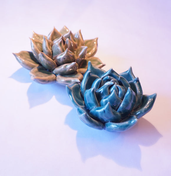 Ceramic Flower - Succulent Med Teal - Portico Indoor & Outdoor Living Inc.