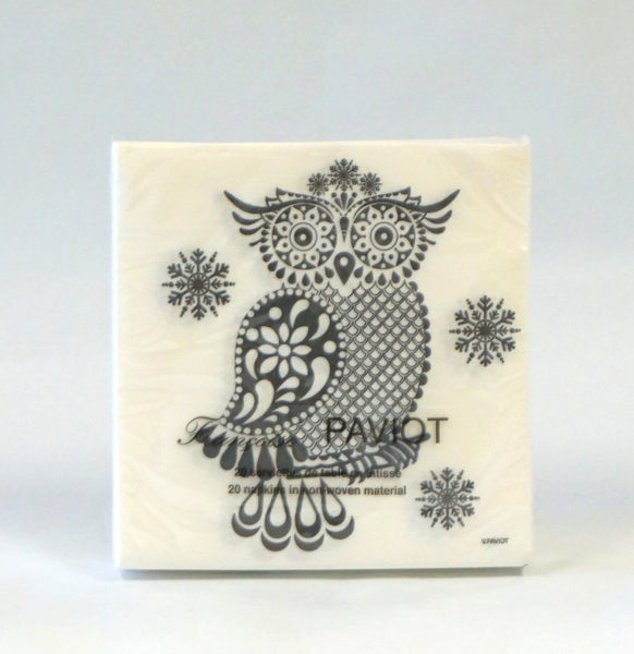 NAPKINS - COCKTAIL OWL BLACK - Portico Indoor & Outdoor Living Inc.