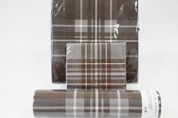 NAPKINS - X COCKTAIL CHOCOLATE TARTAN - Portico Indoor & Outdoor Living Inc.