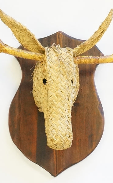 RUSH STAG HEAD W/ WOOD SHIELD - LARGE - Portico Indoor & Outdoor Living Inc.