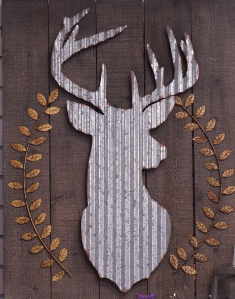 Corrugated Metal w Wood Deer Wall Art - Portico Indoor & Outdoor Living Inc.