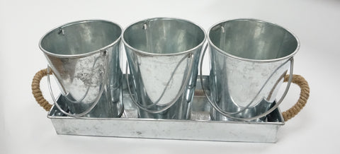 Bucket and Tray Set - 4 pc Metal - Portico Indoor & Outdoor Living Inc.