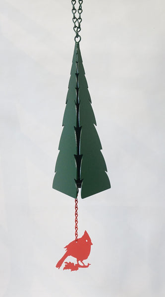 Wind Bell - Northern Fir Bell w Cardinal - Portico Indoor & Outdoor Living Inc.