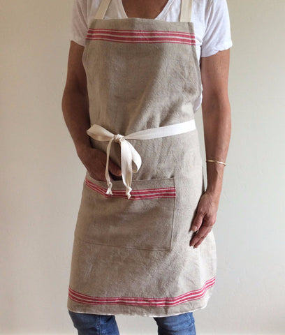 APRON - RECLAIMED VINTAGE LINEN WITH STRIPE - Portico Indoor & Outdoor Living Inc.